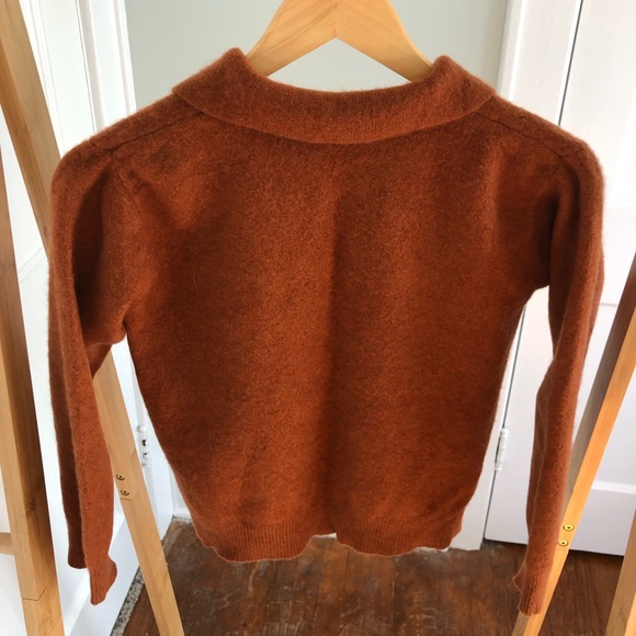 Burnt Orange Cashmere Polo Sweater - Picture 2 of 6